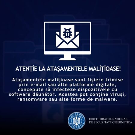 Atenție la atașamentele malițioase: Protejați-vă dispozitivele! Atenție! Atașamentele malițioase reprezintă o amenințare majoră pentru securitatea dispozitivelor noastre, fiind fișiere trimise prin e-mail sau platforme digitale care pot conține virusuri, ransomware sau alte forme de malware