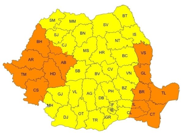AVERTIZARE METEOROLOGICĂ  COD GALBEN de VÂNT PUTERNIC și VIJELII ÎN JUDEȚUL DÂMBOVIȚA , interval de valabilitate: 13 martie, ora 06:00– 13 martie, ora 22:00