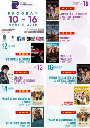 Cinema Independența din Târgoviște: O săptămână plină de filme deosebite! Cinema Independența din Târgoviște îți oferă în continuare o experiență cinematografică de neuitat! Săptămâna aceasta, te așteaptă o selecție de filme care vor transforma fiecare vizionare într-o amintire de neuitat.
