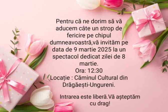Primăria Mănești celebrează Ziua Femeii cu un spectacol special! Primăria Mănești, sub conducerea primarului Alexandru Constantin, organizează un eveniment deosebit pentru a marca Ziua Femeii