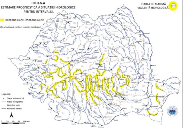 COD GALBEN de inundații în județul Dâmbovița: Autoritățile recomandă prudență maximă 



COD GALBEN de inundații în județul Dâmbovița, Institutul Național de Hidrologie și Gospodărire a Apelor a emis o atenționare hidrologică Cod Galben, valabilă  începând cu 26 aprilie 2025, ora 12:00, până duminică, 27 aprilie 2025, ora 12:00, pentru mai multe sectoare de râuri din județul Dâmbovița.

Sunt vizate râurile Argeș – în bazinul superior și afluenții din zonele mijlocie și inferioară, precum și râul Ialomița, în sectorul amonte de acumularea Pucioasa și pe afluenții dintre acumularea Pucioasa și S.H. Siliștea Snagovului.

Specialiștii avertizează asupra posibilității creșterii debitelor și nivelurilor râurilor, cu posibile depășiri ale cotelor de atenție, în special în cazul unor ploi abundente sau torențiale.

Autoritățile locale sunt în alertă și recomandă populației să evite deplasările în zonele de luncă sau apropiate de cursurile de apă, să nu traverseze râurile prin vaduri și să respecte indicațiile salvatorilor în caz de urgență.

Pentru actualizări în timp real și informații oficiale, oamenii sunt sfătuiți să urmărească paginile instituțiilor abilitate.