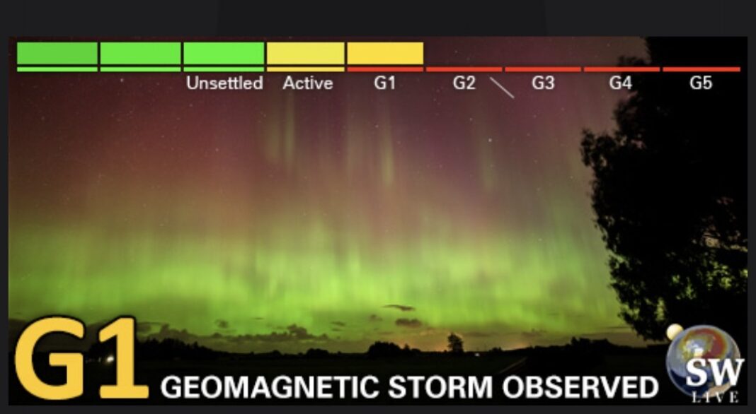 O furtună geomagnetică moderată, cu un indice Kp de 5, a lovit  Pământul, cauzată de 50 de erupții solare din luna martie
