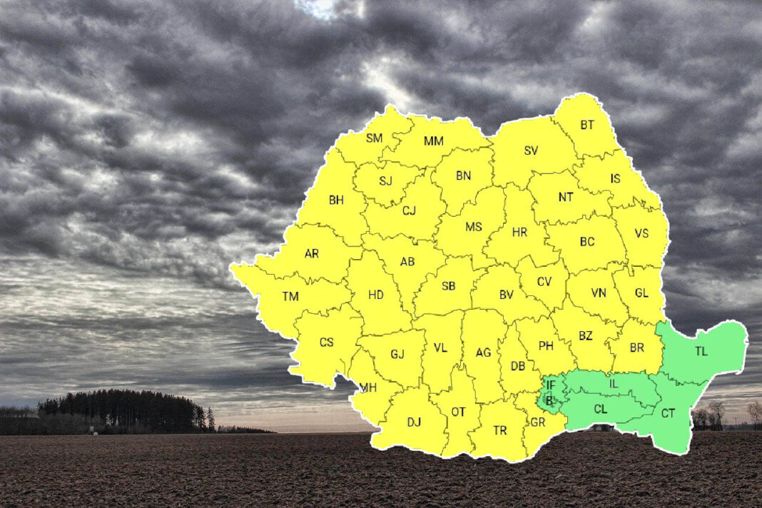AVERTIZARE METEO, începând de astăzi, județul Dâmbovița și alte zone din sudul și estul țării se află sub COD GALBEN d