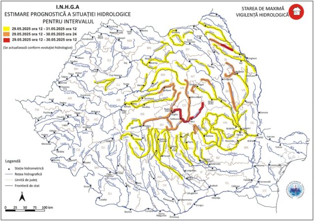 COD GALBEN de inundații în județul Dâmbovița