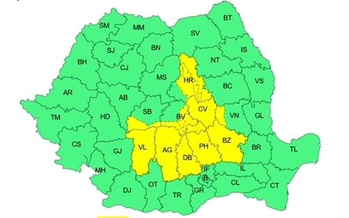 COD GALBEN de instabilitate atmosferică în județul Dâmbovița până vineri seară