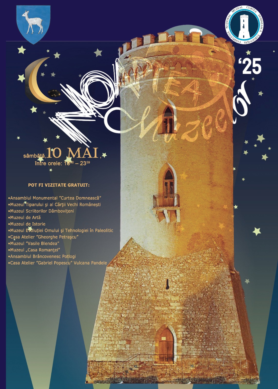 Noaptea Muzeelor 2025: Plimbare nocturnă prin istorie și artă în Dâmbovița
