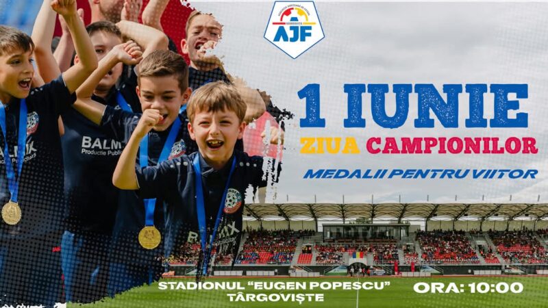 Peste 1300 de copii fotbaliști, premiați duminică la Târgoviște de Ziua Campionilor
