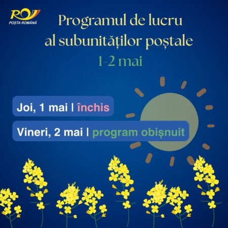 Poșta Română revine la program normal pe 2 mai Poșta Română revine la program normal pe 2 mai