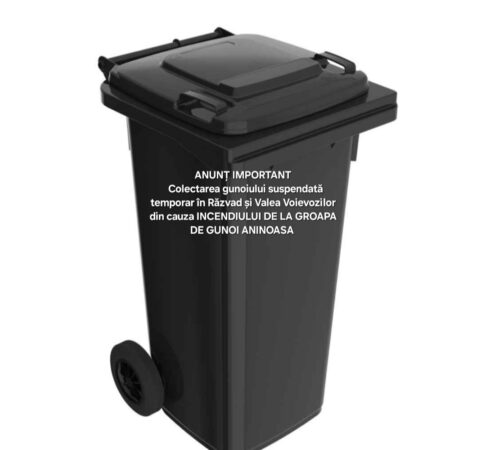 ANUNȚ IMPORTANT – Colectarea gunoiului suspendată temporar în Răzvad și Valea Voievozilor ANUNȚ IMPORTANT – Colectarea gunoiului suspendată temporar în Răzvad și Valea Voievozilor