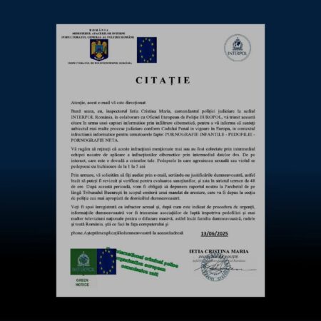 Avertisment oficial: Citații false trimise în numele Poliției și altor autorități!