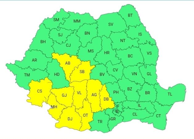 COD GALBEN de caniculă în județul Dâmbovița: Temperaturi de până la 36°C și disconfort termic accentuat