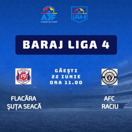 Duel de foc în fotbalul dâmbovițean: Flacăra Șuța Seacă vs. AFC Raciu, bătălia pentru Liga 4 Duel de foc în fotbalul dâmbovițean: Flacăra Șuța Seacă vs. AFC Raciu, bătălia pentru Liga 4