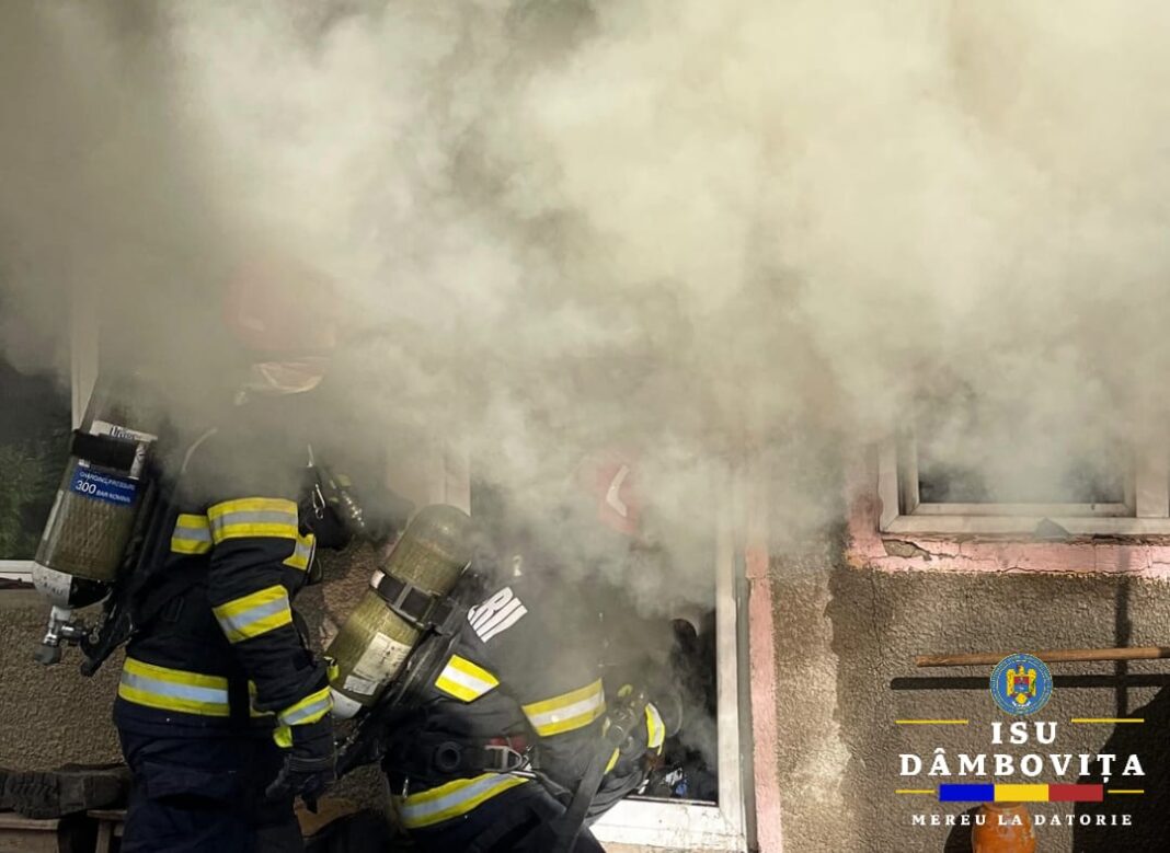 Pericol evitat, intervenție promptă a pompierilor târgovișteni la un incendiu produs într-o locuință