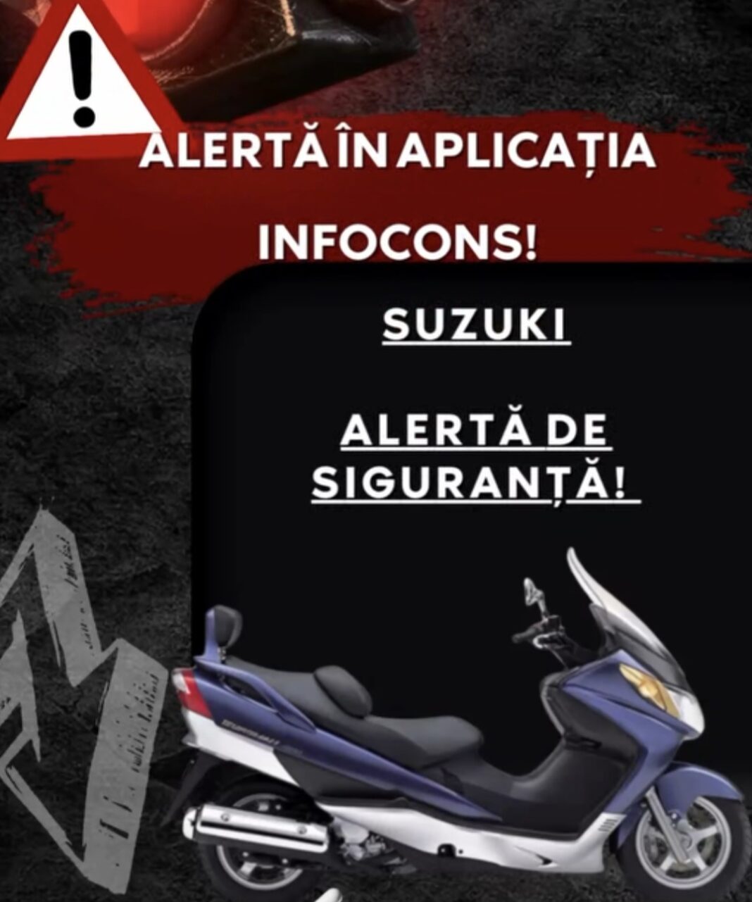  ALERTĂ DE SIGURANȚĂ! Pericol de incendiu la unele modele de motociclete Suzuki