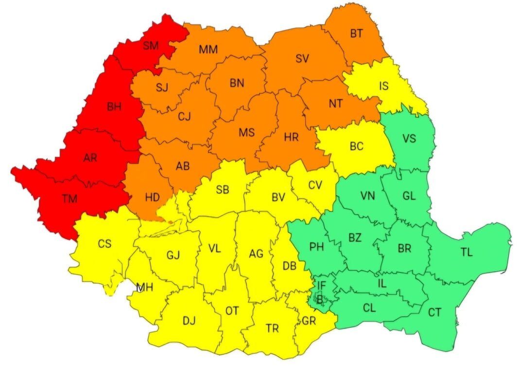 COD GALBEN de furtuni în Dâmbovița: vijelii, averse torențiale și grindină, astăzi între orele 15:00 și 23:00