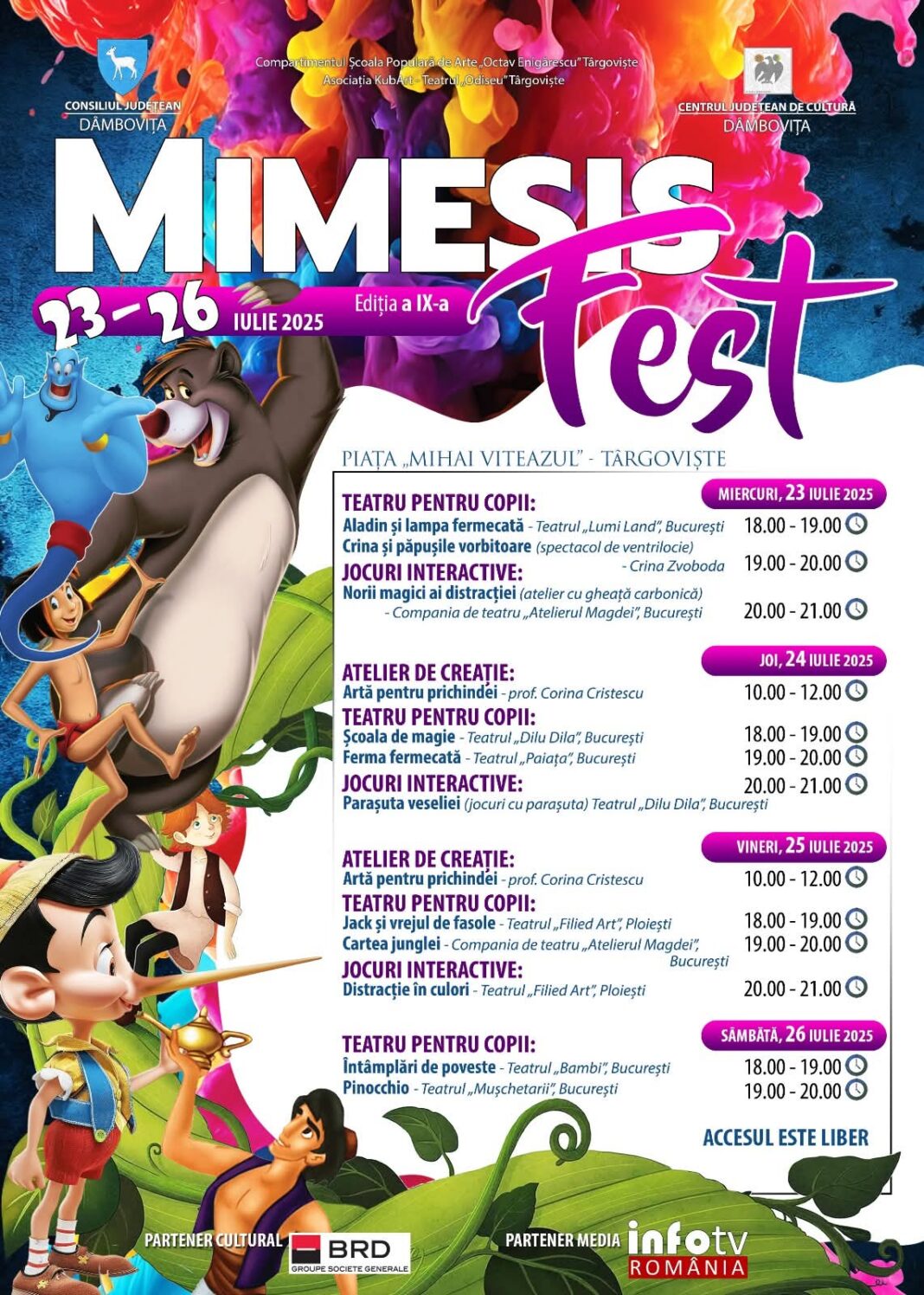 CJ Dâmbovița: Festivalul de teatru pentru copii „Mimesis Fest”– ediția a IX-a, la Târgoviște