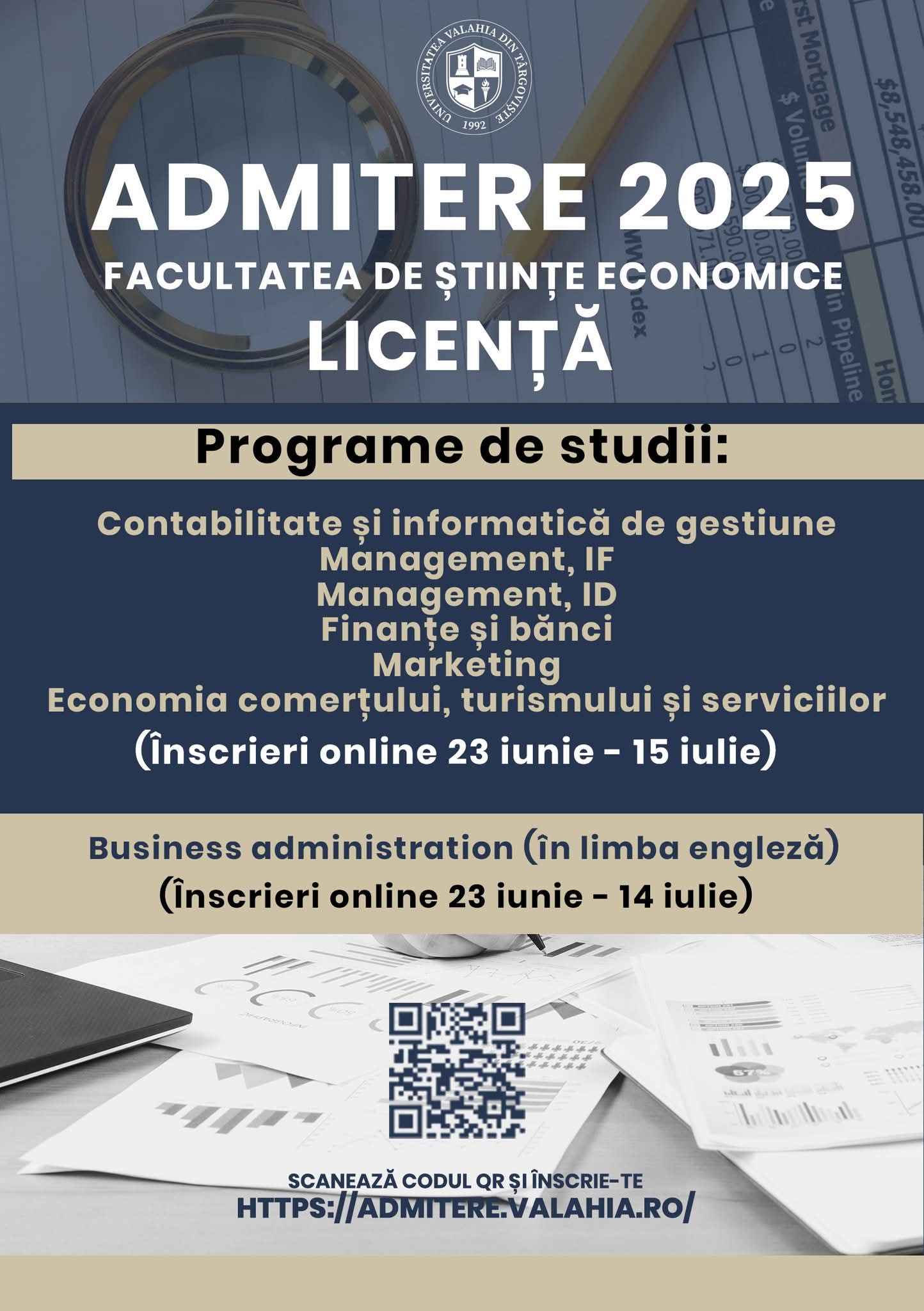 Admitere: Facultatea de Științe Economice din cadrul Universității „Valahia” din Târgoviște – oportunități reale pentru viitorii economiști