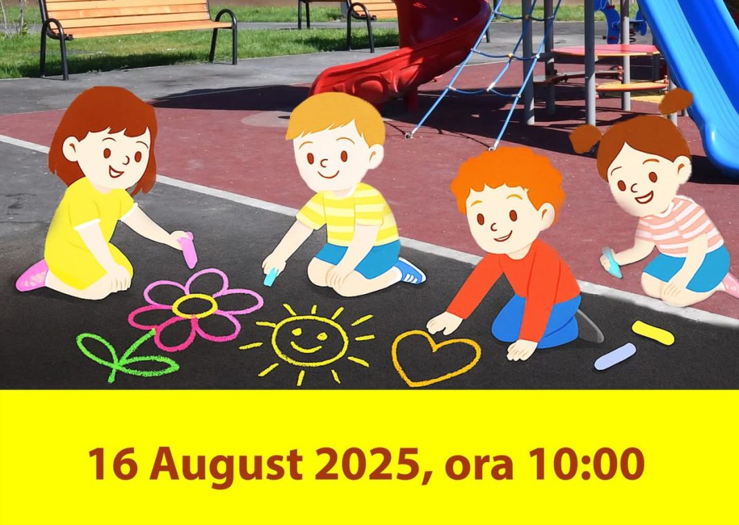 Desene pe asfalt și distracție pentru cei mici în Parcul Săbiești, Răcari