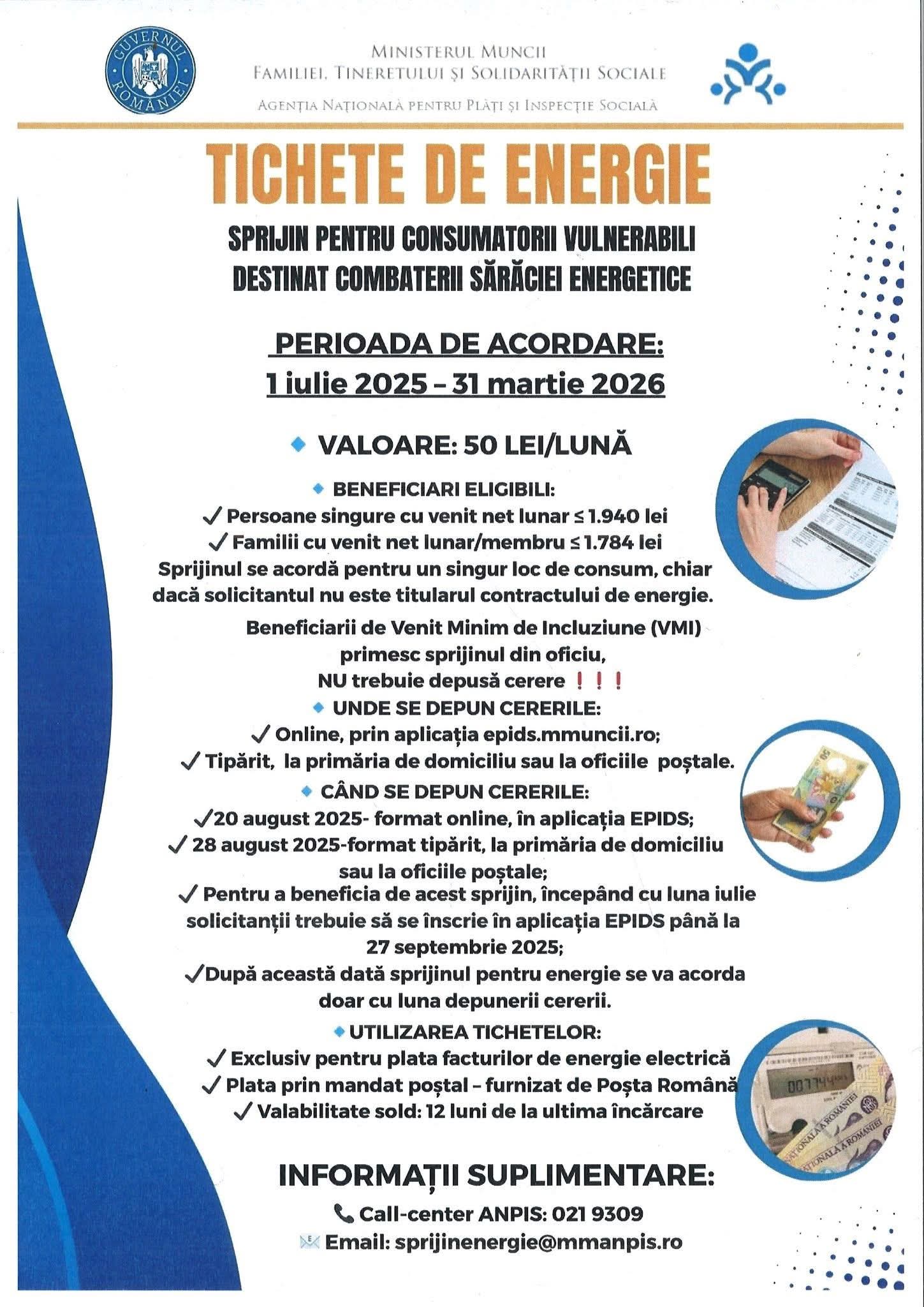 Primăria Răcari: Tichete de energie pentru consumatorii vulnerabili 