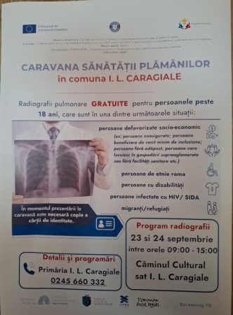 Primăria I.L.Caragiale: Caravana Sănătății Plămânilor ajunge în comuna I. L. Caragiale, radiografii pulmonare gratuite pentru persoanele vulnerabile