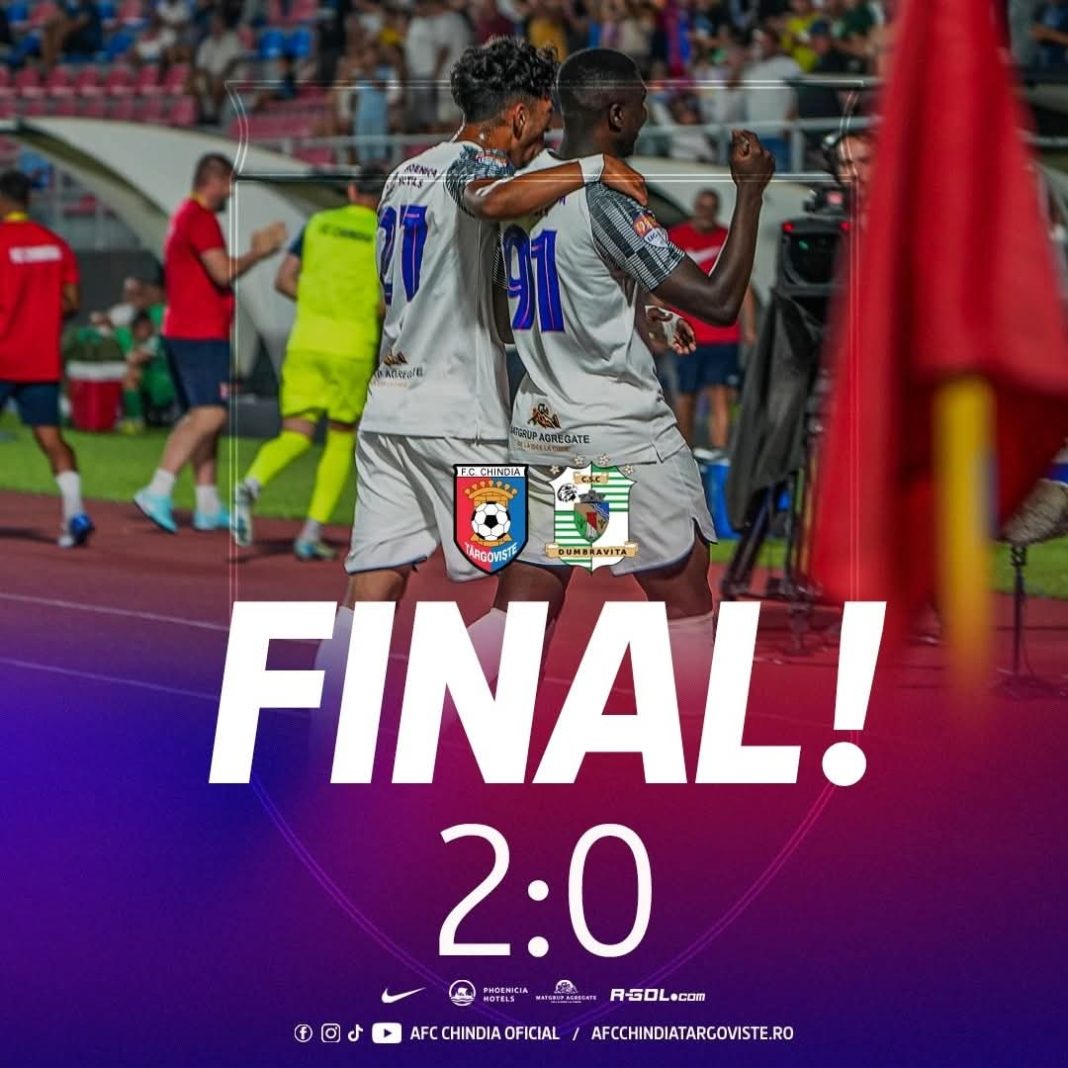 Chindia Târgoviște continuă seria victoriilor: 2–0 cu Dumbrăvița și trei succese consecutive în Liga a 2-a