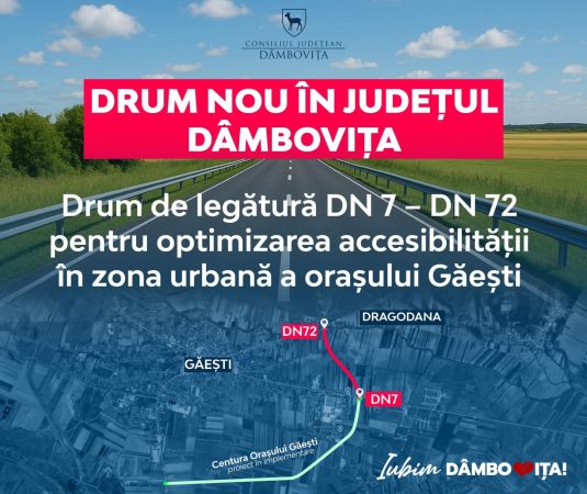 Drum nou în județul Dâmbovița: Legătură între DN7 și DN72, pentru fluidizarea traficului în zona Găești