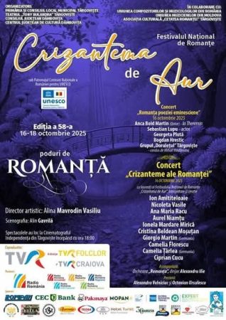 MÂINE DEBUTEAZĂ „CRIZANTEMA DE AUR” 2025 LA TÂRGOVIȘTE: Trei zile de romanță, emoție și tradiție
