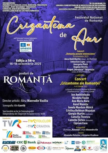 MÂINE DEBUTEAZĂ „CRIZANTEMA DE AUR” 2025 LA TÂRGOVIȘTE: Trei zile de romanță, emoție și tradiție
