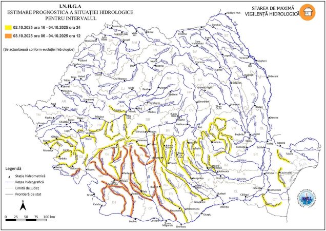 Cod galben de inundații în Dâmbovița: avertizare pentru următoarele 72 de ore Cod galben de inundații în Dâmbovița: avertizare pentru următoarele 72 de ore