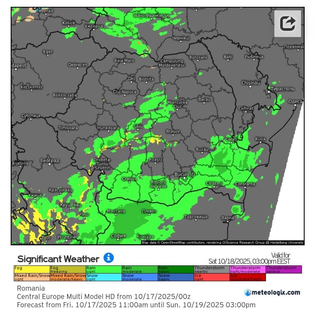 Prognoza meteo în Dâmbovița: Vremea se schimbă din nou, ploi și răcire accentuată până la îngheț