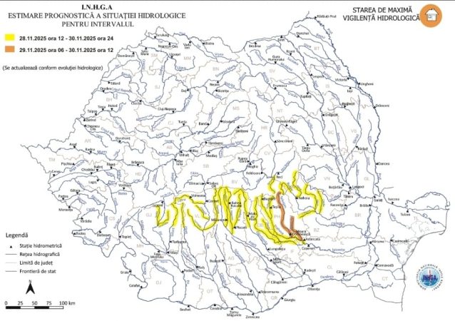 AVERTIZARE HIDROLOGICĂ – COD GALBEN ÎN JUDEȚUL DÂMBOVIȚA AVERTIZARE HIDROLOGICĂ – COD GALBEN ÎN JUDEȚUL DÂMBOVIȚA