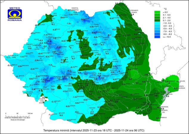 Dimineață friguroasă în România – 24 noiembrie Dimineață friguroasă în România – 24 noiembrie