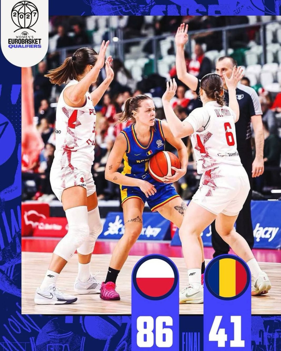 Naționala feminină de baschet a României, înfrângere grea în fața Poloniei, în calificările pentru EuroBasket 2027
