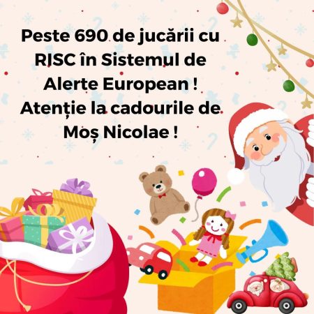 Atenție la cadourile de Moș Nicolae! Peste 690 de jucării, semnalate cu risc în Sistemul de Alerte European Atenție la cadourile de Moș Nicolae! Peste 690 de jucării, semnalate cu risc în Sistemul de Alerte European