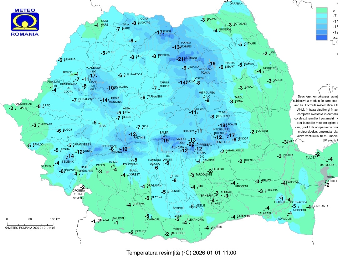 Dimineață geroasă, temperaturi extrem de scăzute pe parcursul zilei de astăzi în județul Dâmbovița