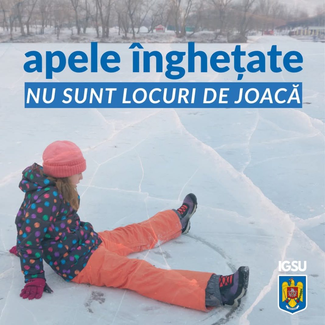 Pompierii avertizează: Apele înghețate nu sunt locuri de joacă!