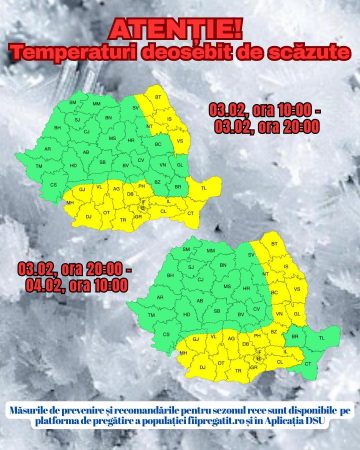 ATENȚIONARE METEOROLOGICĂ – Județul Dâmbovița sub cod galben de temperaturi extrem de scăzute ATENȚIONARE METEOROLOGICĂ – Județul Dâmbovița sub cod galben de temperaturi extrem de scăzute