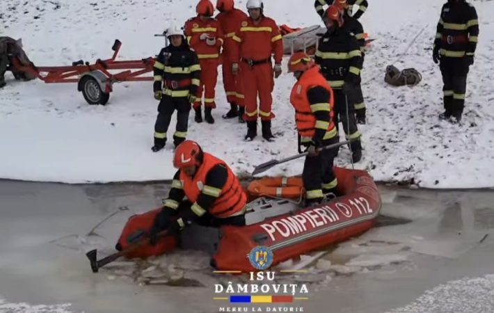 Antrenament de salvare pe lac înghețat – zona Priseaca
