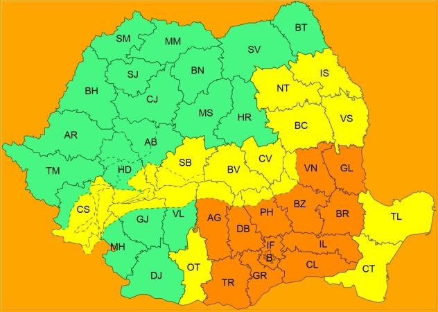 Atenție, Dâmbovița: COD PORTOCALIU de ninsoare și viscol în sudul județului, în nord este COD GALBEN Atenție, Dâmbovița: COD PORTOCALIU de ninsoare și viscol în sudul județului, în nord este COD GALBEN